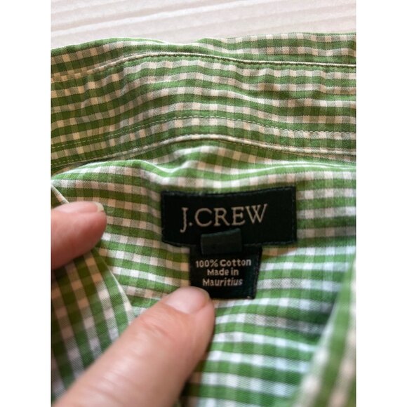 J.Crew Mens Green & White Gingham Long Sleeve Button-Up Shirt L - Picture 6 of 11
